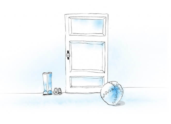 Illustration Tür und Ball